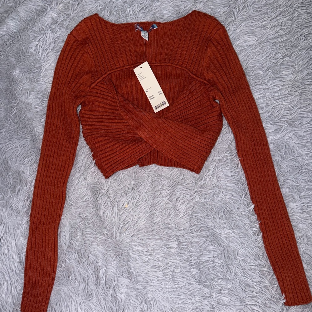 Urban Outfitters Rust Ribbed Crop Top